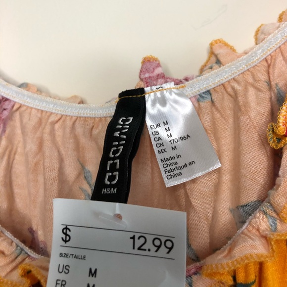 3/20 NEW H&M Bubble Sleeve Floral Top - Picture 4 of 5